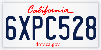 CA license plate 6XPC528