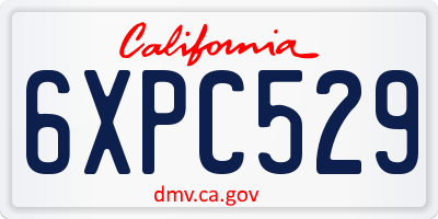 CA license plate 6XPC529