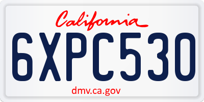 CA license plate 6XPC530
