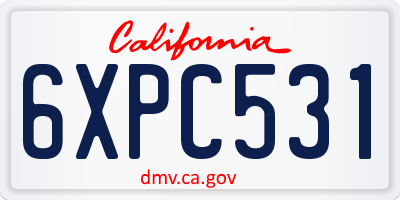 CA license plate 6XPC531