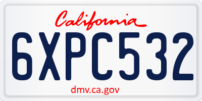 CA license plate 6XPC532