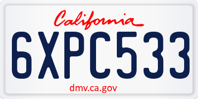 CA license plate 6XPC533