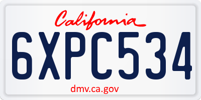 CA license plate 6XPC534
