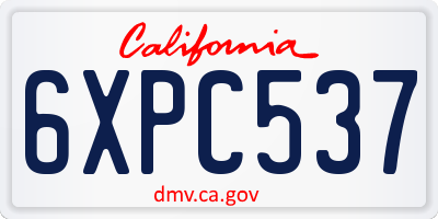CA license plate 6XPC537