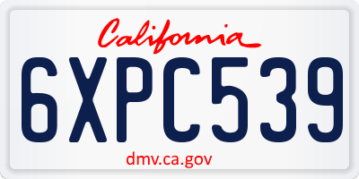CA license plate 6XPC539