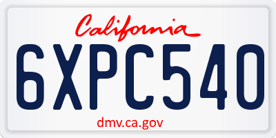 CA license plate 6XPC540