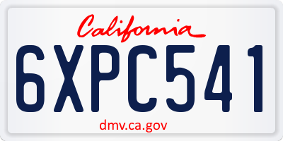 CA license plate 6XPC541