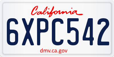 CA license plate 6XPC542