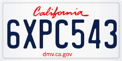 CA license plate 6XPC543