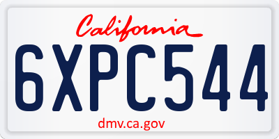 CA license plate 6XPC544