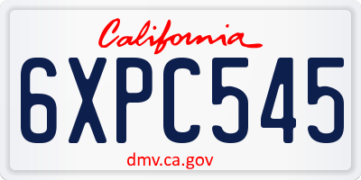 CA license plate 6XPC545