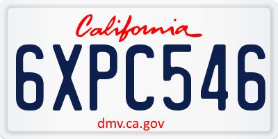 CA license plate 6XPC546