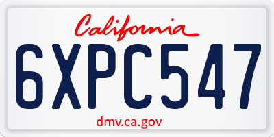CA license plate 6XPC547
