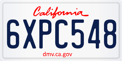 CA license plate 6XPC548