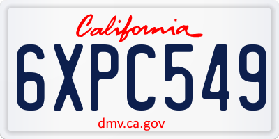 CA license plate 6XPC549