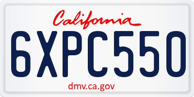CA license plate 6XPC550