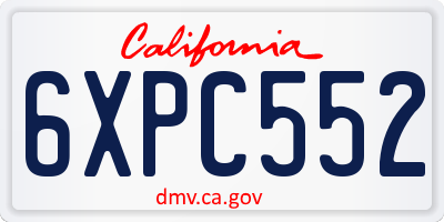 CA license plate 6XPC552
