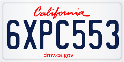 CA license plate 6XPC553