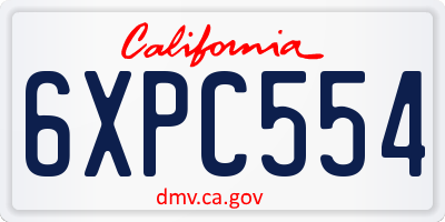 CA license plate 6XPC554