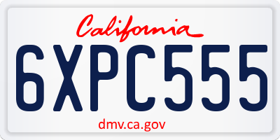 CA license plate 6XPC555