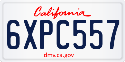 CA license plate 6XPC557