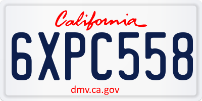 CA license plate 6XPC558