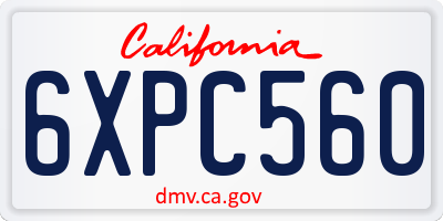 CA license plate 6XPC560