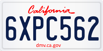 CA license plate 6XPC562