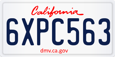 CA license plate 6XPC563