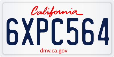 CA license plate 6XPC564