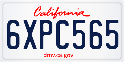 CA license plate 6XPC565