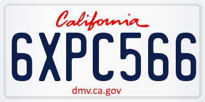 CA license plate 6XPC566