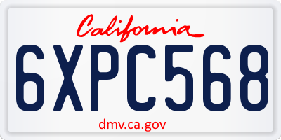 CA license plate 6XPC568