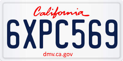 CA license plate 6XPC569