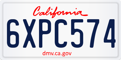 CA license plate 6XPC574
