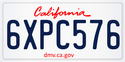 CA license plate 6XPC576