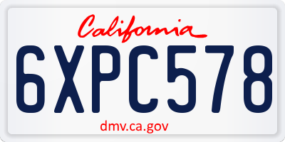 CA license plate 6XPC578