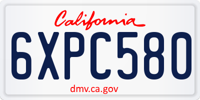 CA license plate 6XPC580