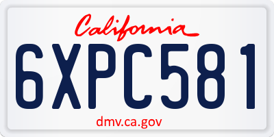 CA license plate 6XPC581