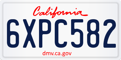 CA license plate 6XPC582