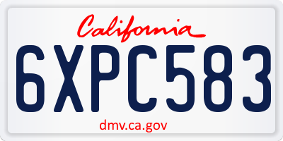 CA license plate 6XPC583