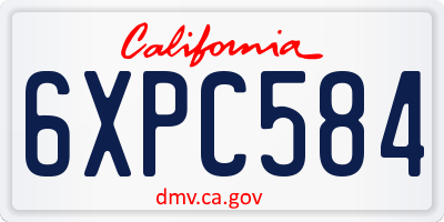 CA license plate 6XPC584