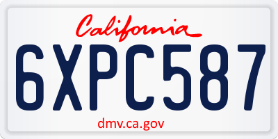 CA license plate 6XPC587