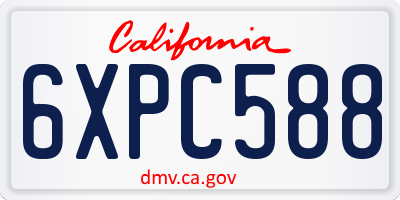 CA license plate 6XPC588