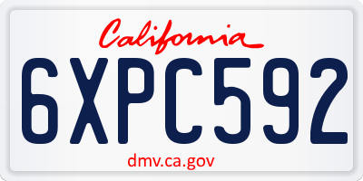 CA license plate 6XPC592
