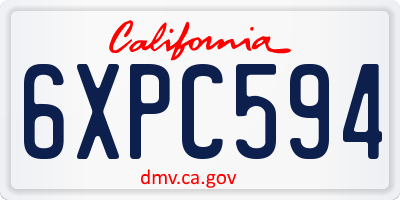 CA license plate 6XPC594