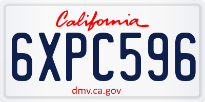 CA license plate 6XPC596