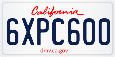 CA license plate 6XPC600