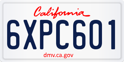 CA license plate 6XPC601