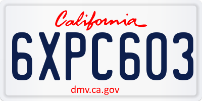 CA license plate 6XPC603